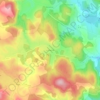 Carte topographique Le Gibertès, altitude, relief