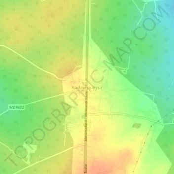 Carte topographique Kadampuliyur, altitude, relief