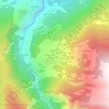 Carte topographique Ozein, altitude, relief