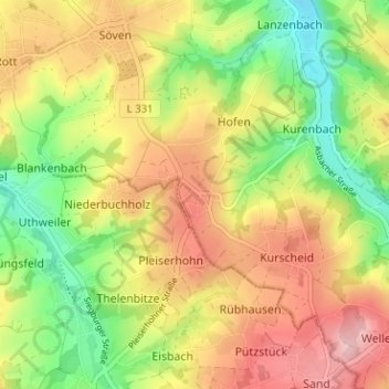 Carte topographique Westerhausen, altitude, relief