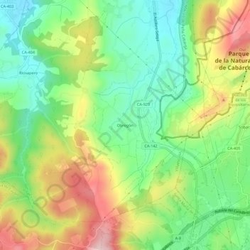 Carte topographique Obregón, altitude, relief