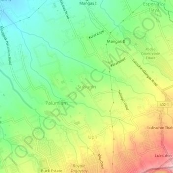 Carte topographique Sulsugin, altitude, relief