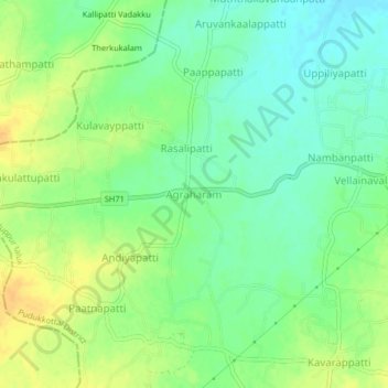 Carte topographique Agraharam, altitude, relief