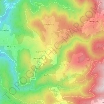 Carte topographique La Fagette, altitude, relief