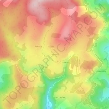 Carte topographique Les Pras, altitude, relief