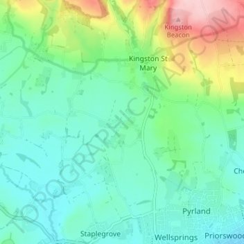 Carte topographique Nailsbourne, altitude, relief
