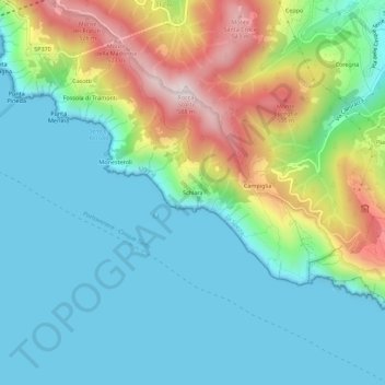 Carte topographique Schiara, altitude, relief