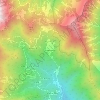 Carte topographique Borgata Arvoira, altitude, relief