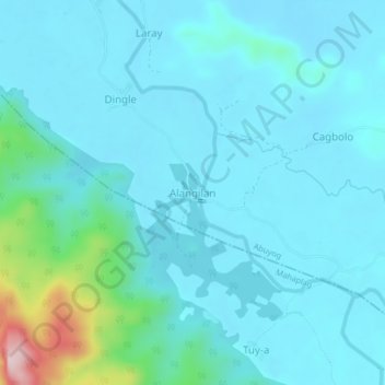 Carte topographique Alangilan, altitude, relief