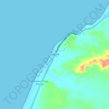 Carte topographique Huacura, altitude, relief