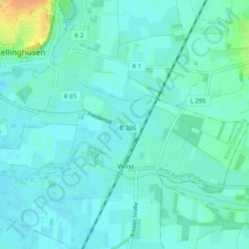 Carte topographique Freudental, altitude, relief