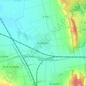 Carte topographique Emmerke, altitude, relief