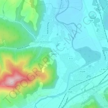 Carte topographique Fourtic, altitude, relief