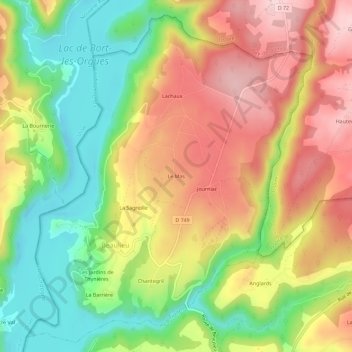 Carte topographique Le Mas, altitude, relief