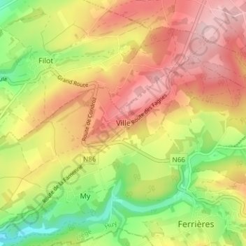 Carte topographique Ville, altitude, relief