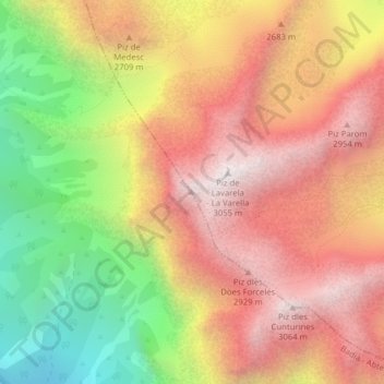 Carte topographique Lavarela de Fora, altitude, relief