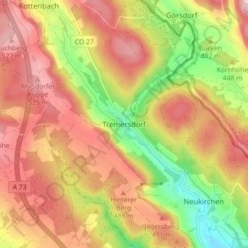 Carte topographique Tremersdorf, altitude, relief