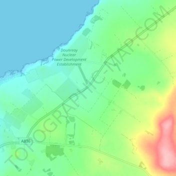 Carte topographique Dounreay, altitude, relief