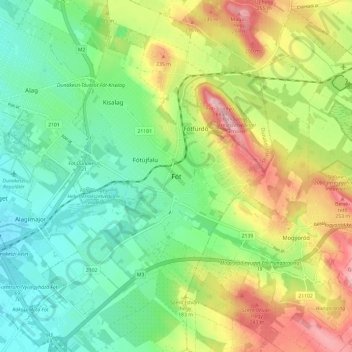 Carte topographique Fót, altitude, relief