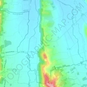 Carte topographique Houahou Nord, altitude, relief