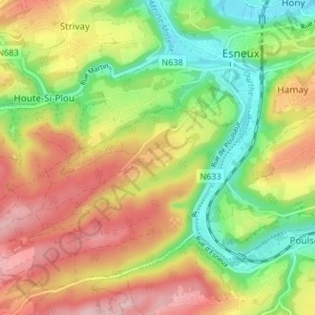 Carte topographique Domaine du Rond Chene, altitude, relief