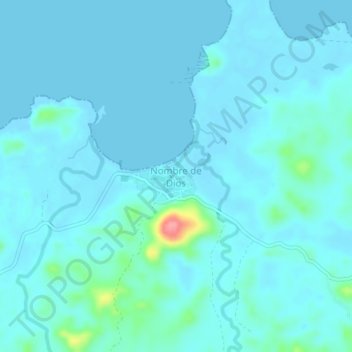 Carte topographique Nombre de Dios, altitude, relief