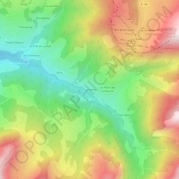 Carte topographique Tournance, altitude, relief