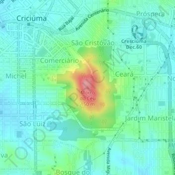 Carte topographique Morro do Céu, altitude, relief