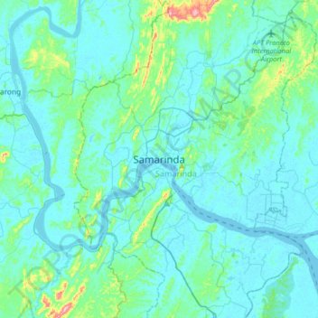 Carte topographique Samarinda, altitude, relief