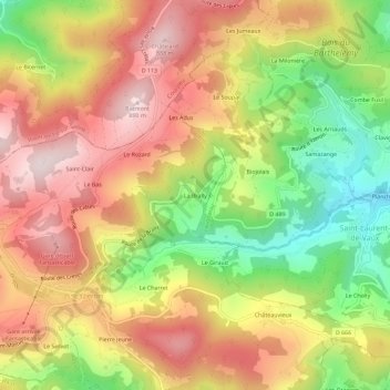 Carte topographique La Brally, altitude, relief