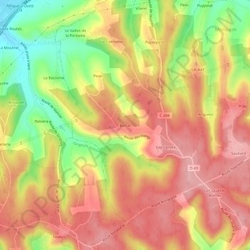 Carte topographique Barrat, altitude, relief