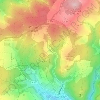 Carte topographique Derbach, altitude, relief