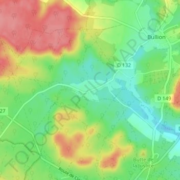 Carte topographique Les Moutiers, altitude, relief
