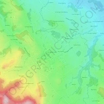 Carte topographique Emmenried, altitude, relief