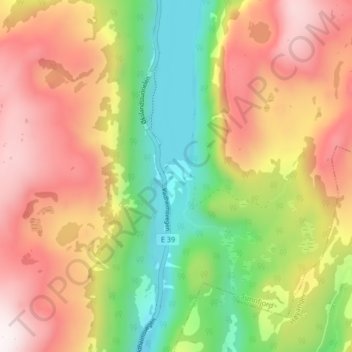 Carte topographique Øksland, altitude, relief