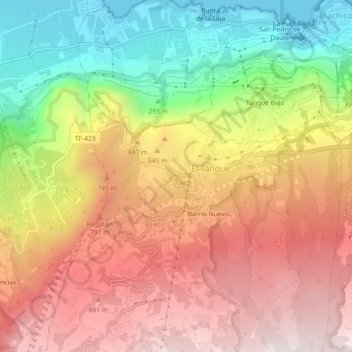 Carte topographique Cruz Grande, altitude, relief