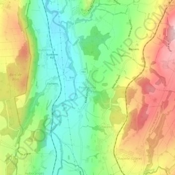 Carte topographique Promasens, altitude, relief
