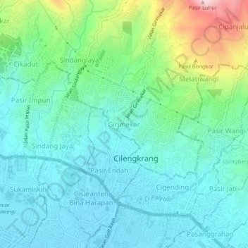 Carte topographique Girimekar, altitude, relief