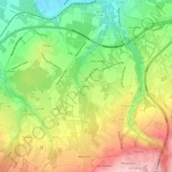 Carte topographique Grossaz, altitude, relief