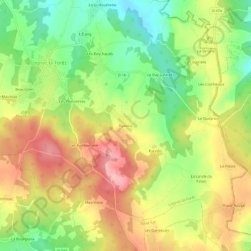 Carte topographique Roussis, altitude, relief