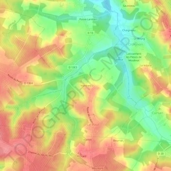 Carte topographique Marches, altitude, relief
