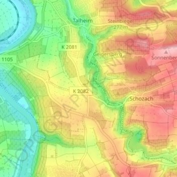 Carte topographique Landturm, altitude, relief