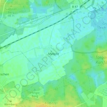 Carte topographique Melpitz, altitude, relief