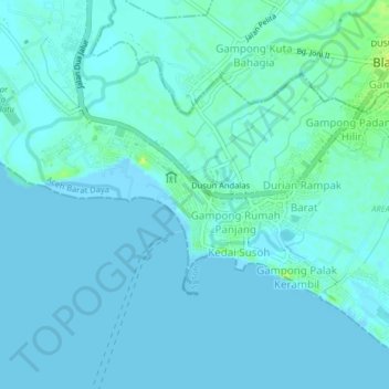 Carte topographique Dusun Samudra, altitude, relief