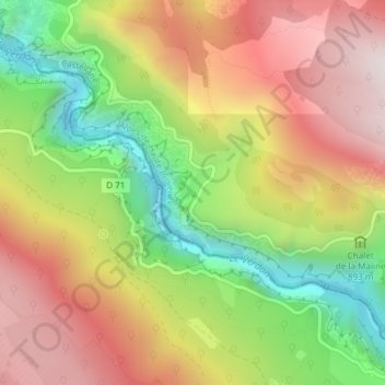 Carte topographique Gorges du Verdon, altitude, relief