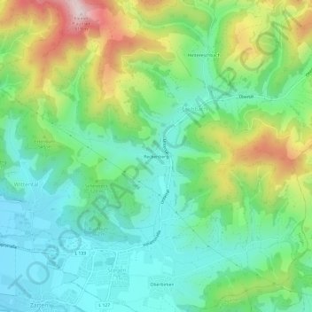 Carte topographique Reckenberg, altitude, relief