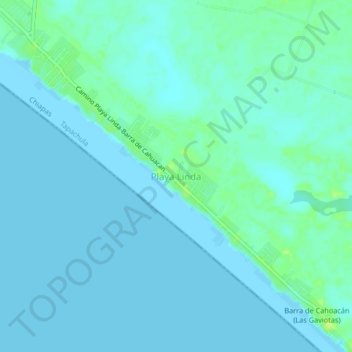 Carte topographique Playa Linda, altitude, relief