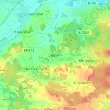 Carte topographique Lappach, altitude, relief