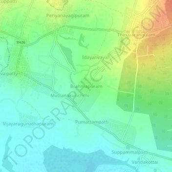 Carte topographique Brahmapuram, altitude, relief
