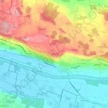 Carte topographique Iselisberg, altitude, relief